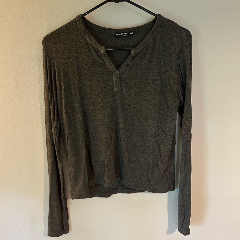 Brandy Melville Gray Henley Top